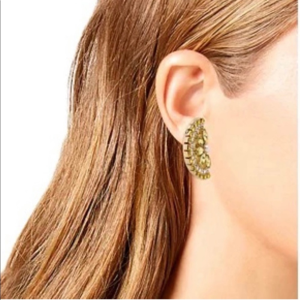 Betsey Johnson Lemon 🍋 Slice Rhinestone Button Earrings NWT - Picture 1 of 9